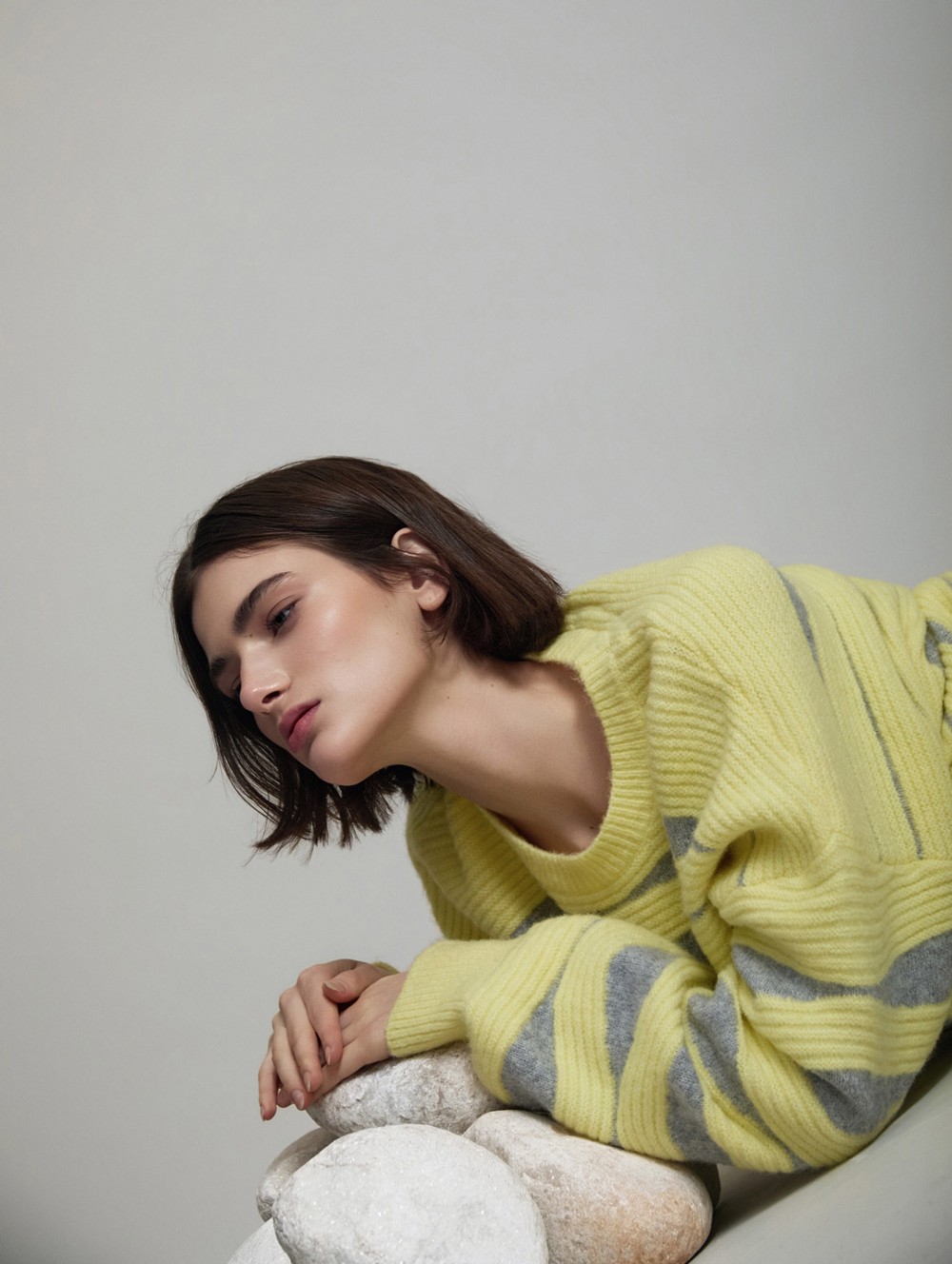 Wave intarsia knit sweater