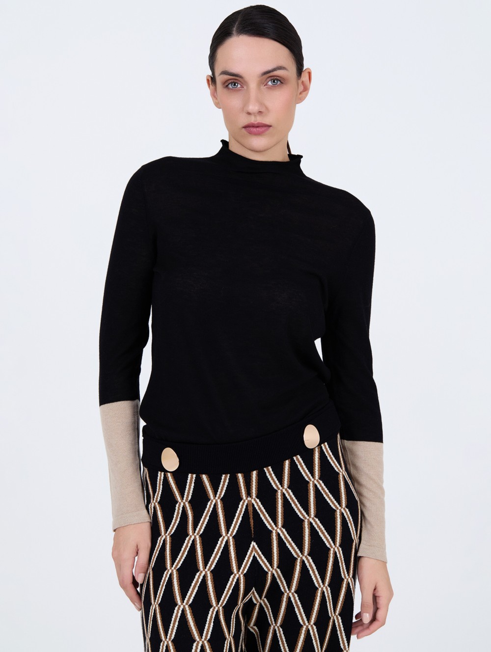 Pull intarsia à manches 1