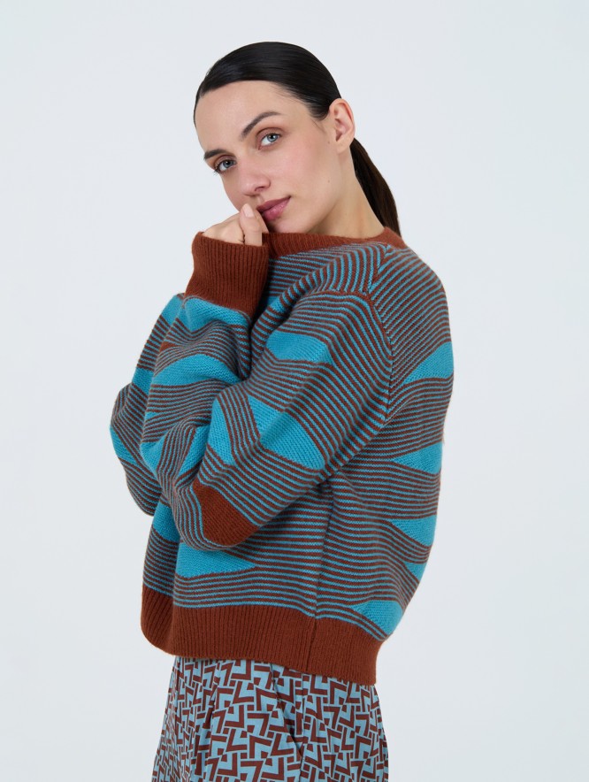 Pull intarsia à vagues