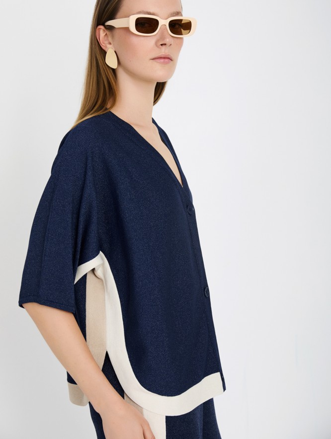 Metallic knit jacket