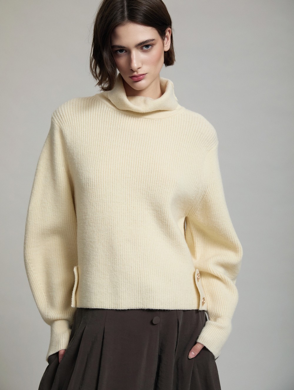 Sweater with side buttons