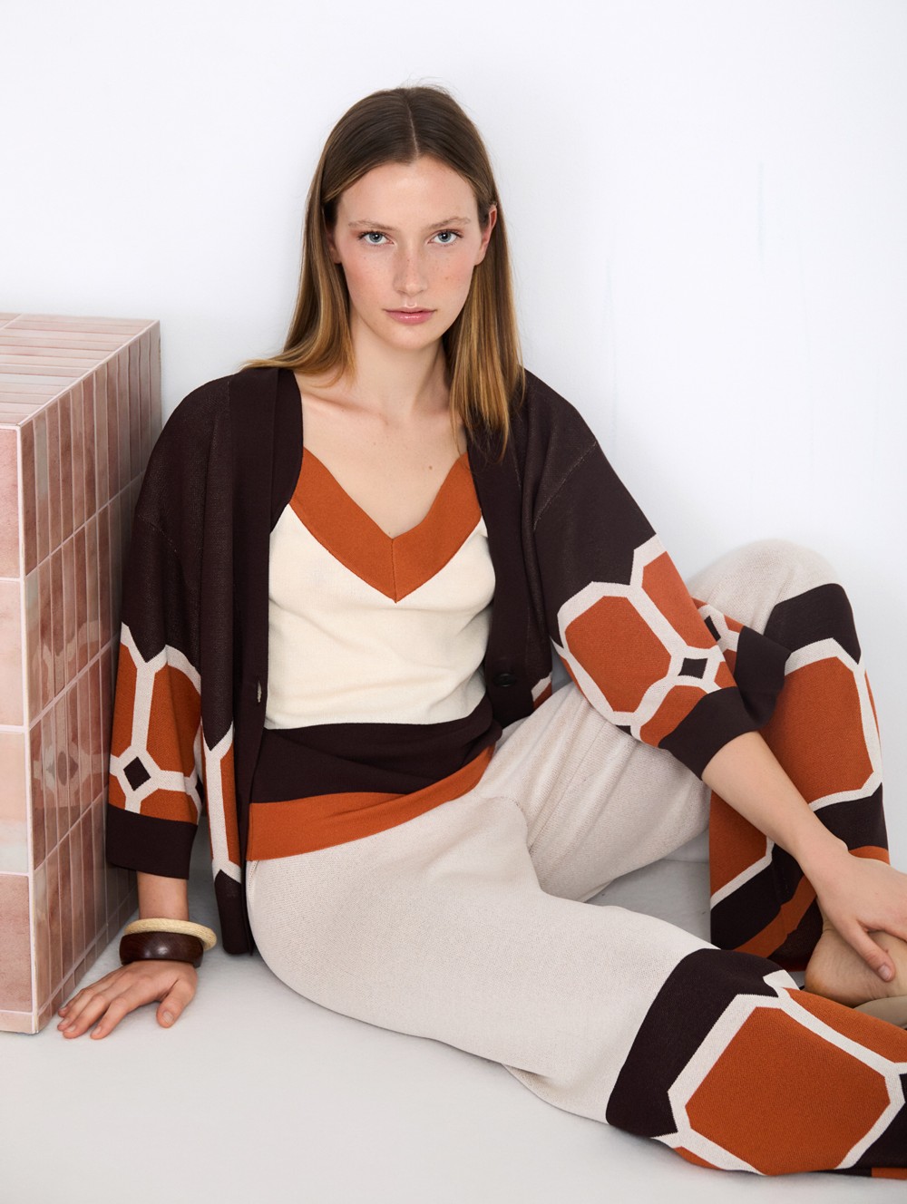 Jacquard knit trousers