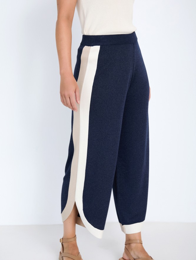 Metallic knit trousers