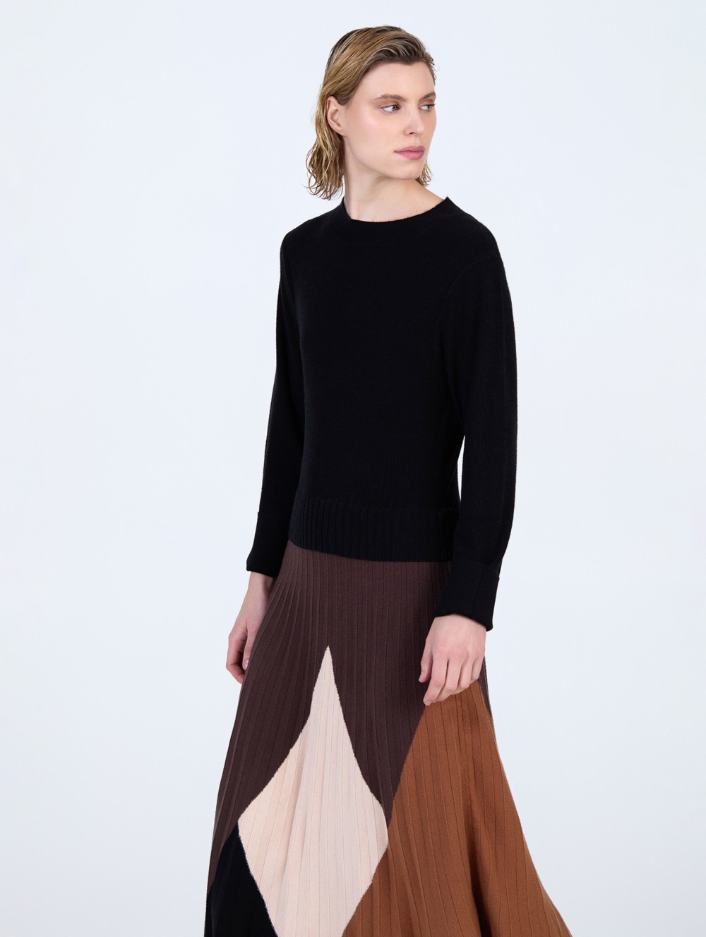 Vestido intarsia plisado 2