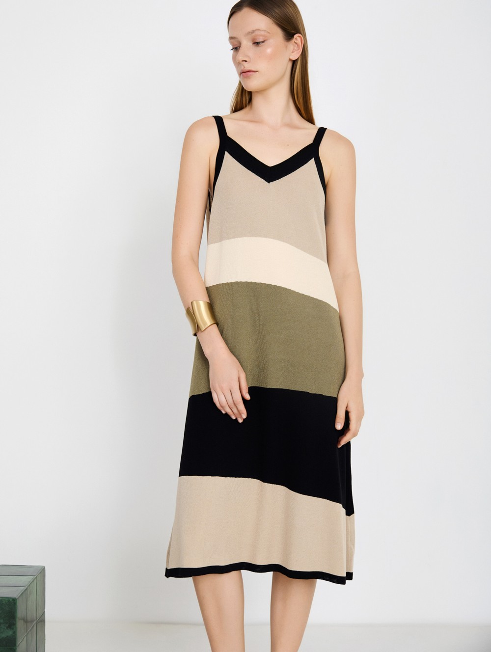 Colorblock intarsia dress 2