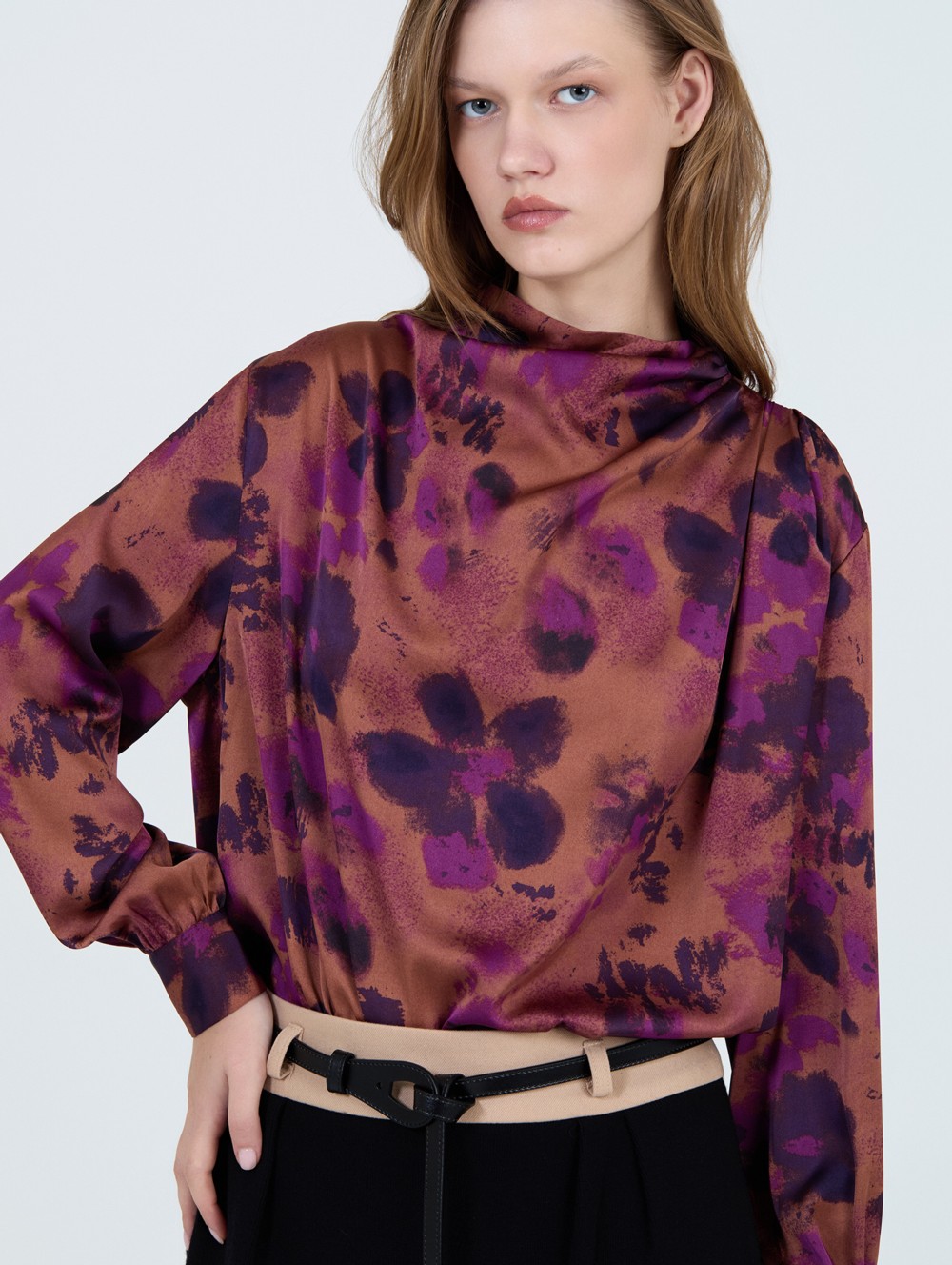 Floral satin blouse 2