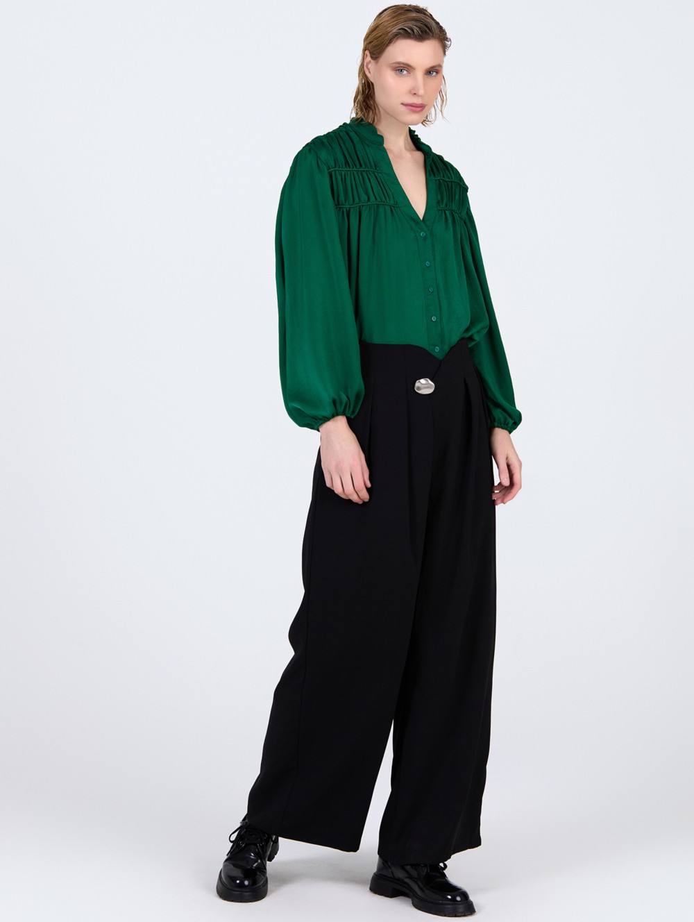 Satin ruffle blouse 3