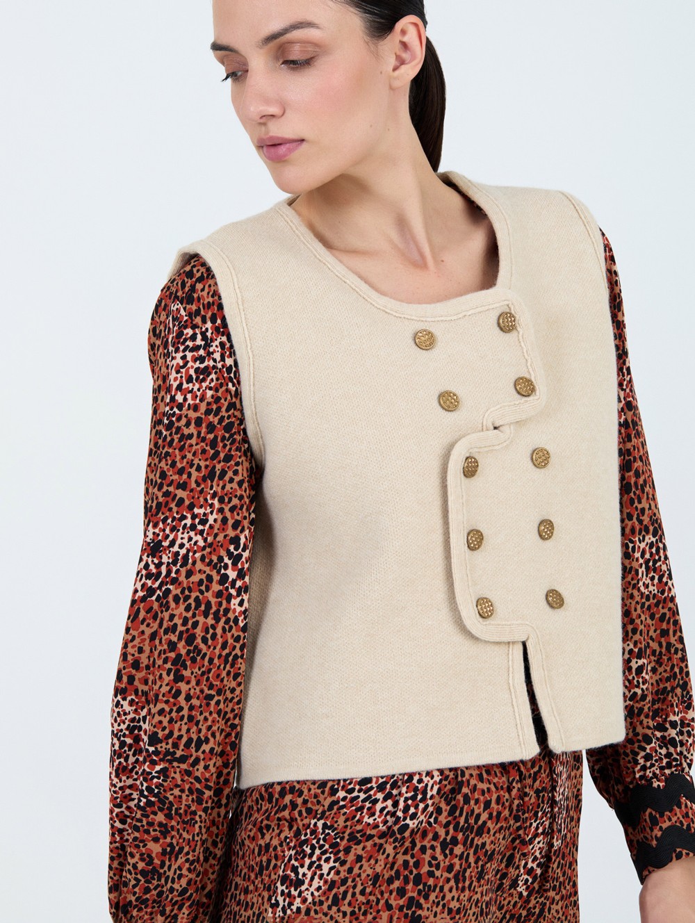 Crossover knitted waistcoat