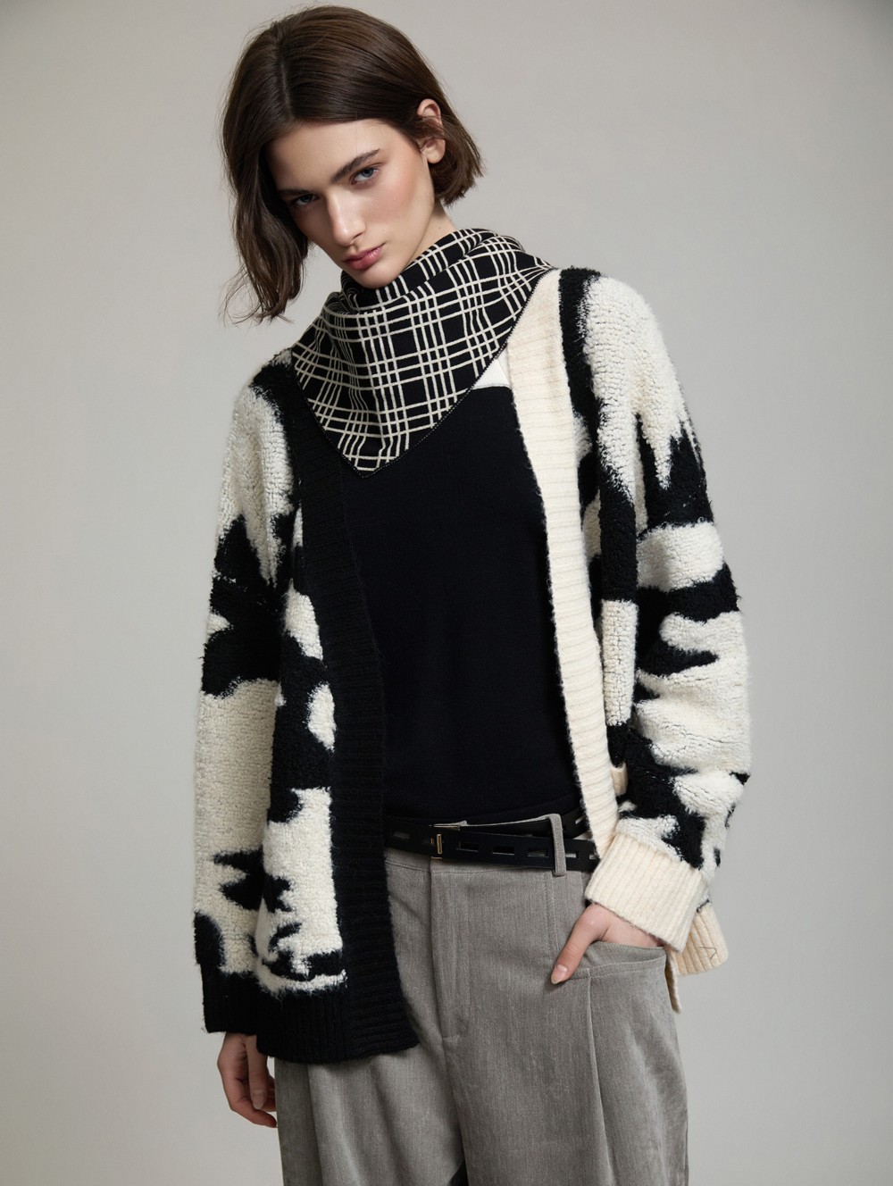 Bicolor jacquard jacket