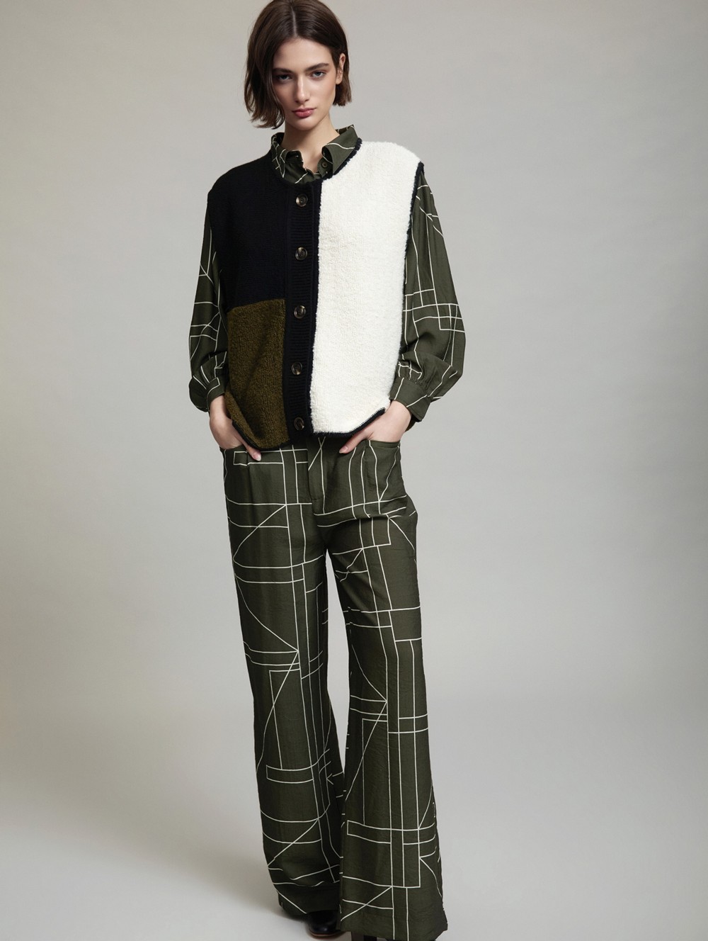 Colorblock bouclé vest
