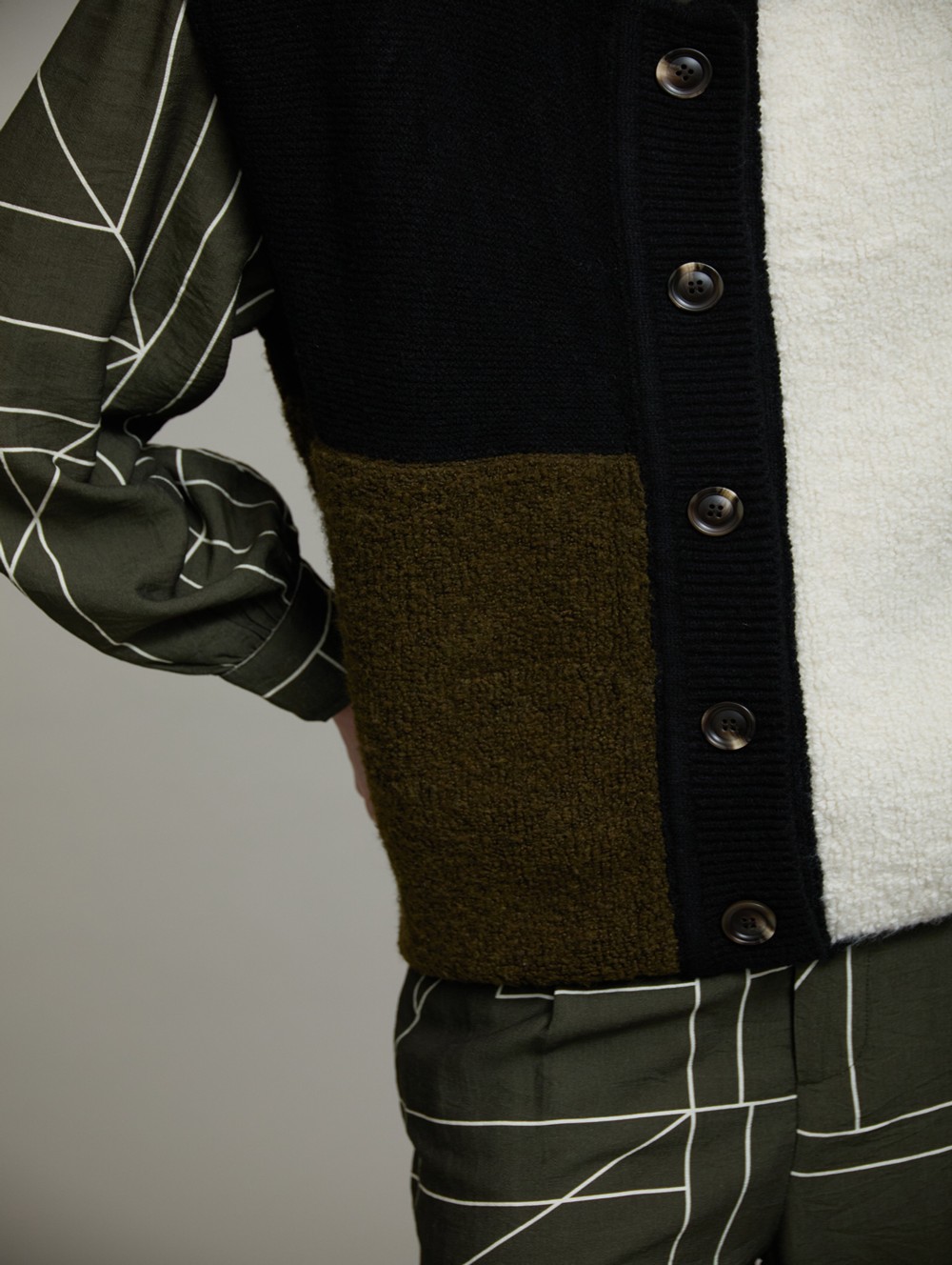 Colorblock bouclé vest