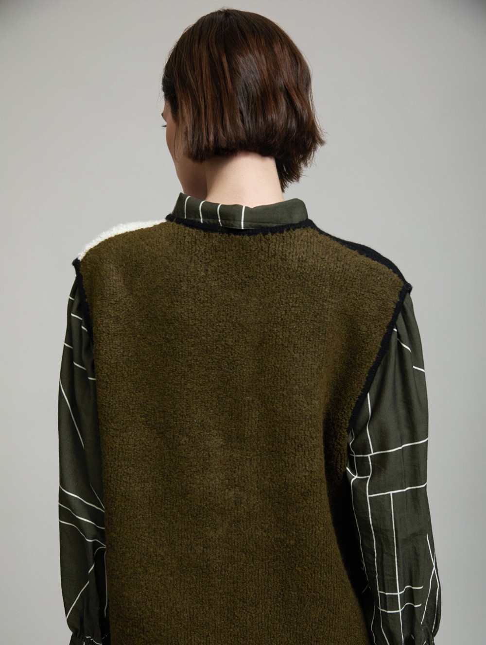 Colorblock bouclé vest