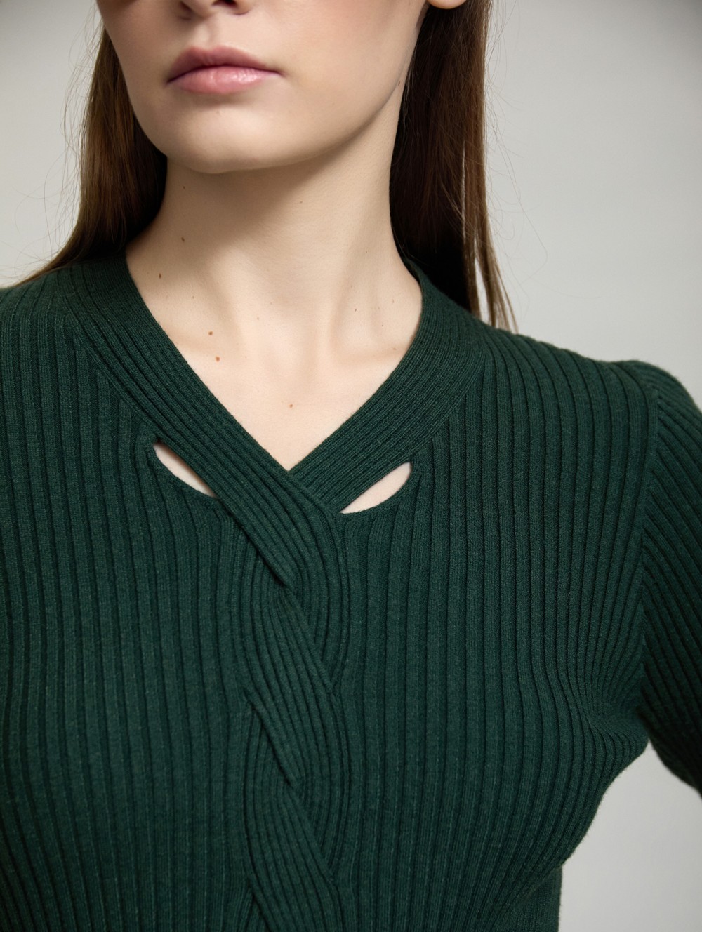 Ribbed braid-detail sweater
