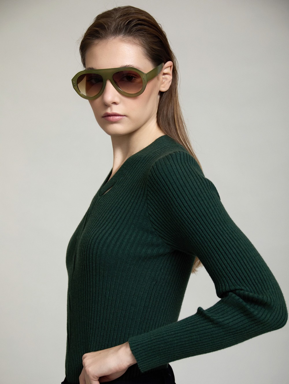 Ribbed braid-detail sweater