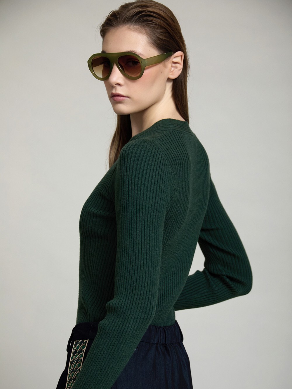 Ribbed braid-detail sweater