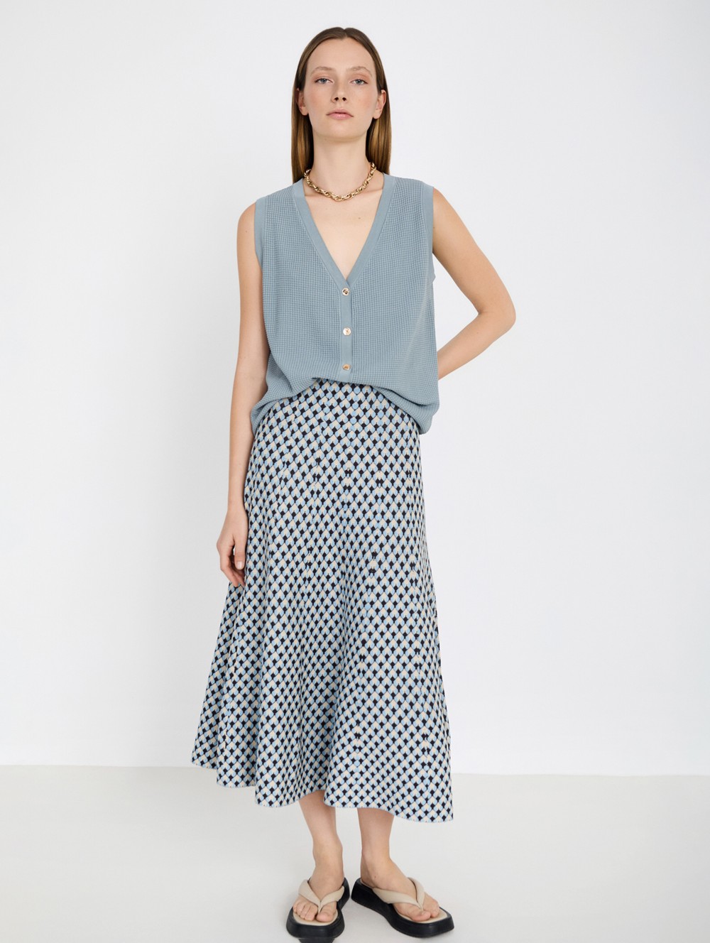 Geometric knit skirt