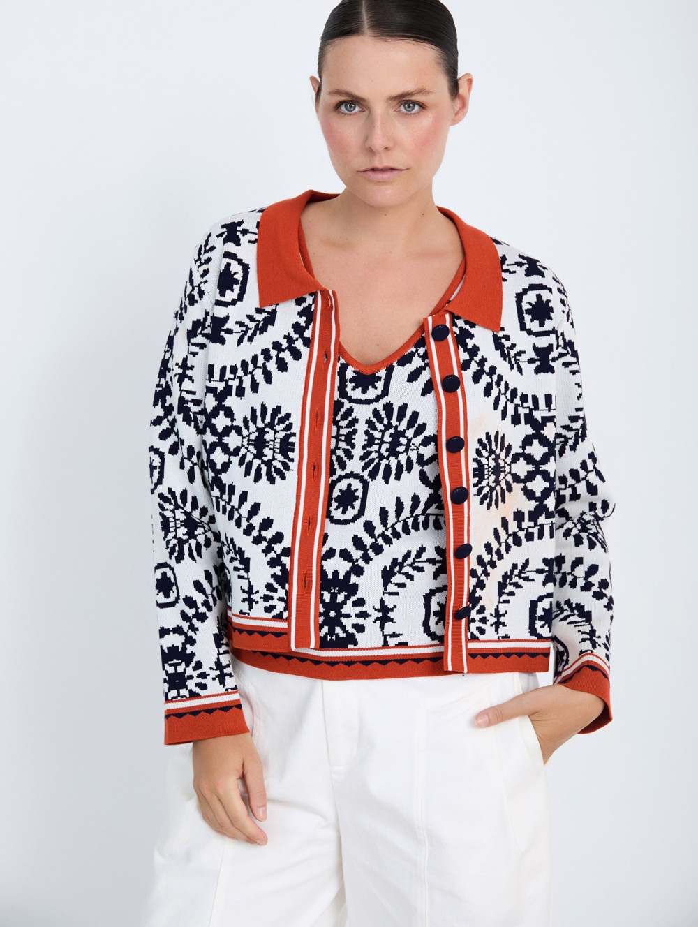 Jacquard knit jacket