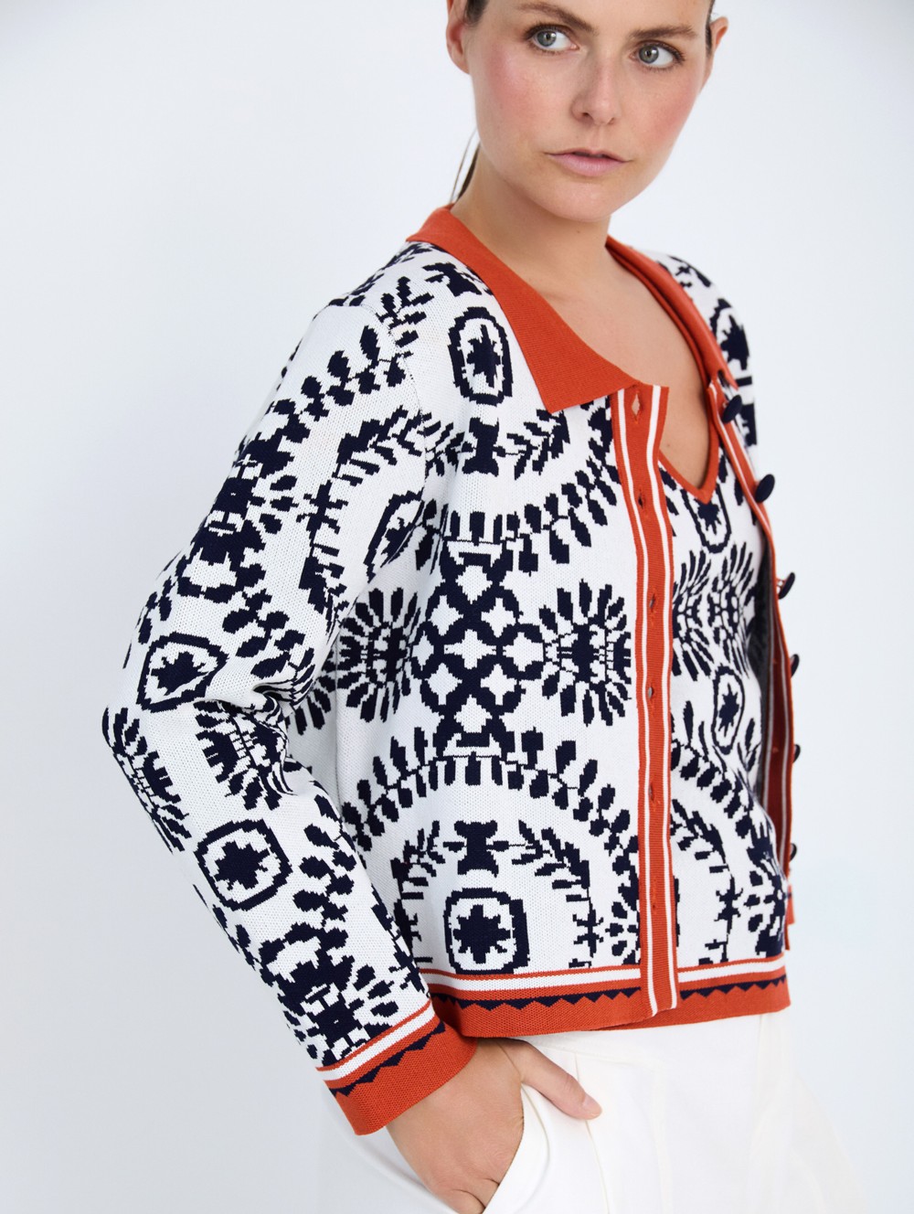 Jacquard knit jacket