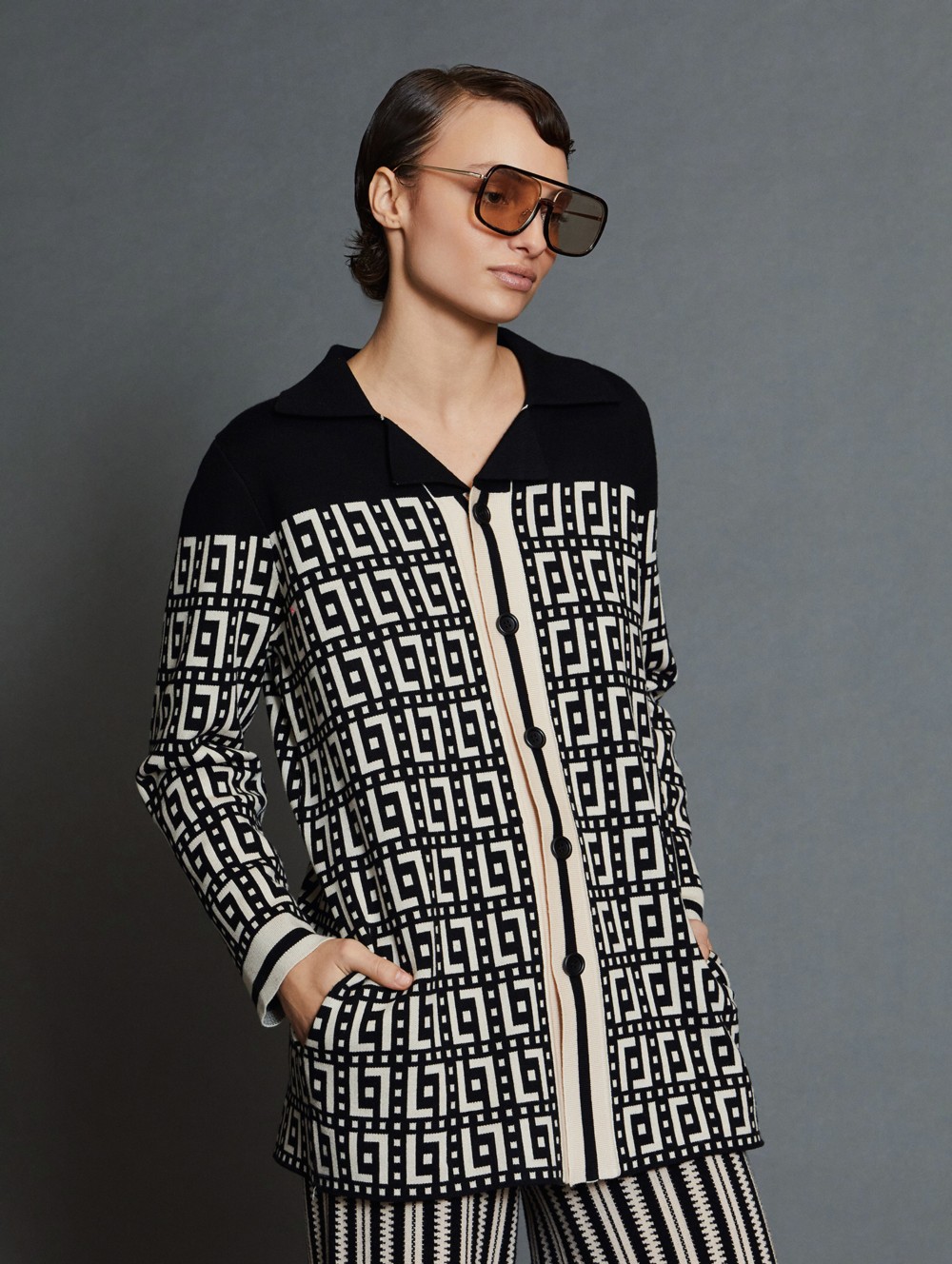 Chaqueta punto jacquard