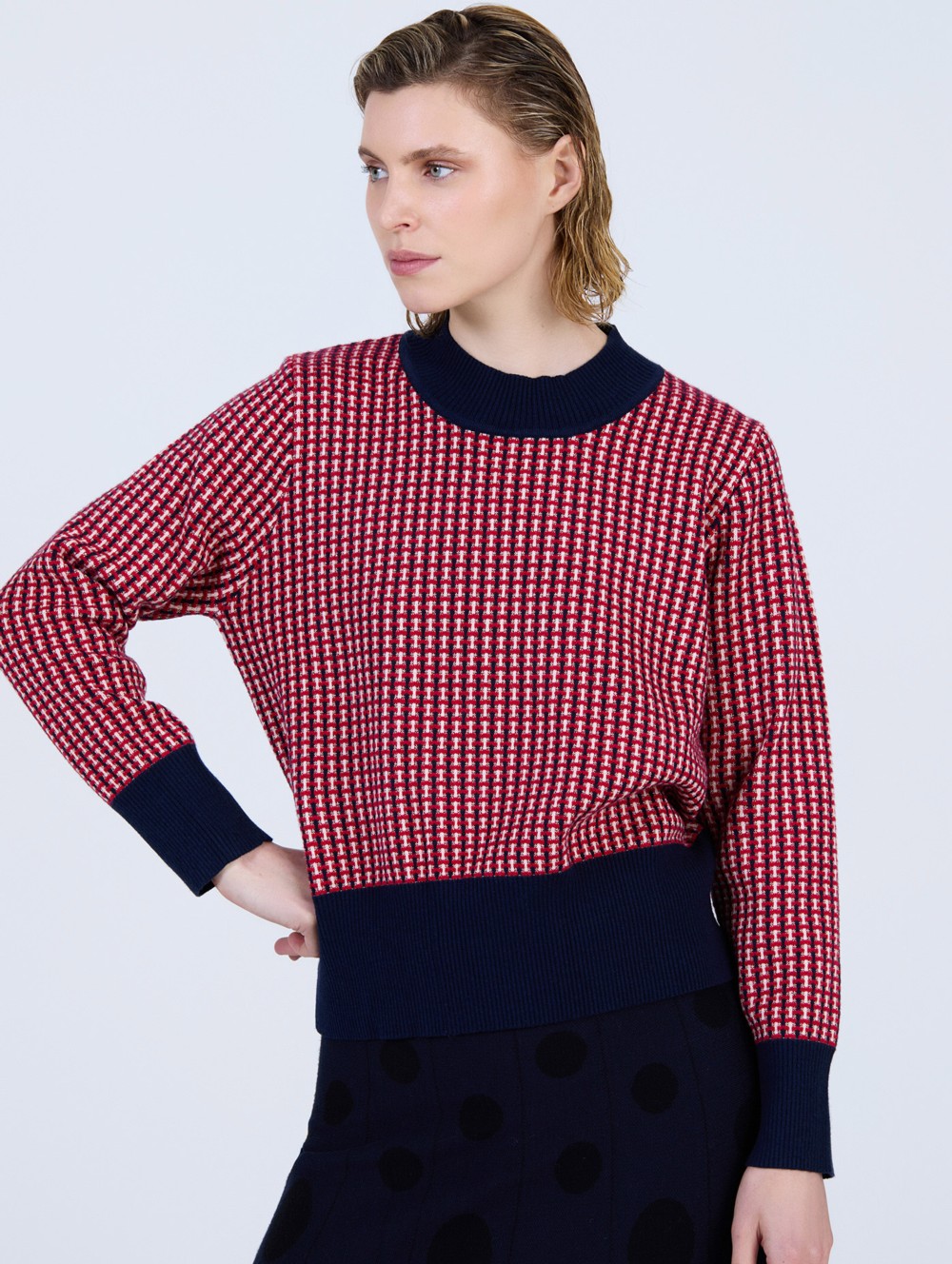 Pull jacquard avec fils de lurex 1