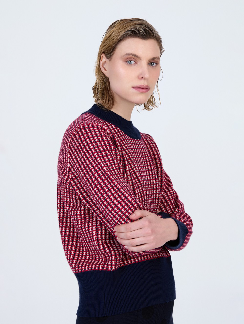 Pull jacquard avec fils de lurex 5