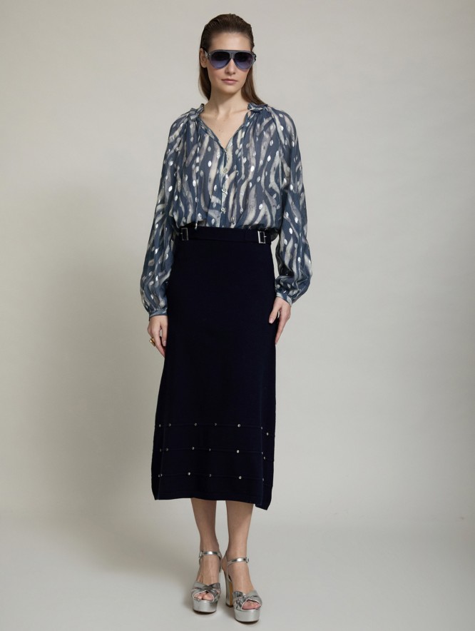 Studded knit skirt