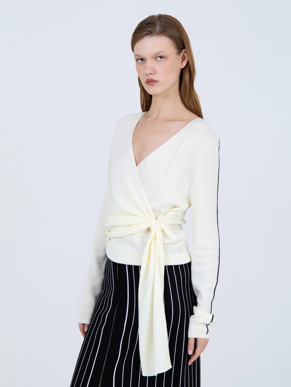 Striped crossover sweater 1