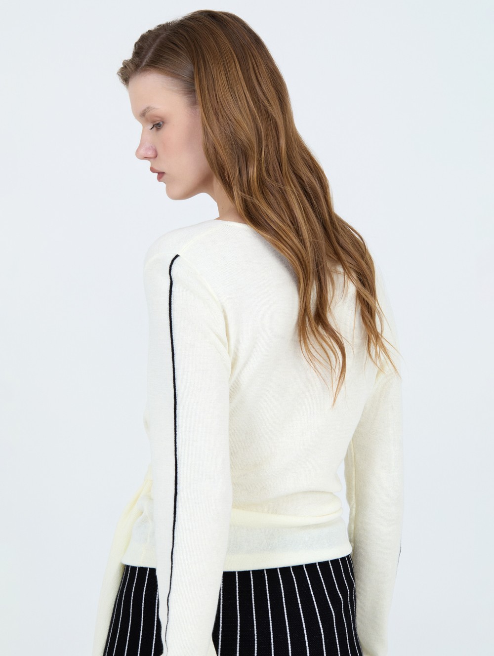 Striped crossover sweater 4