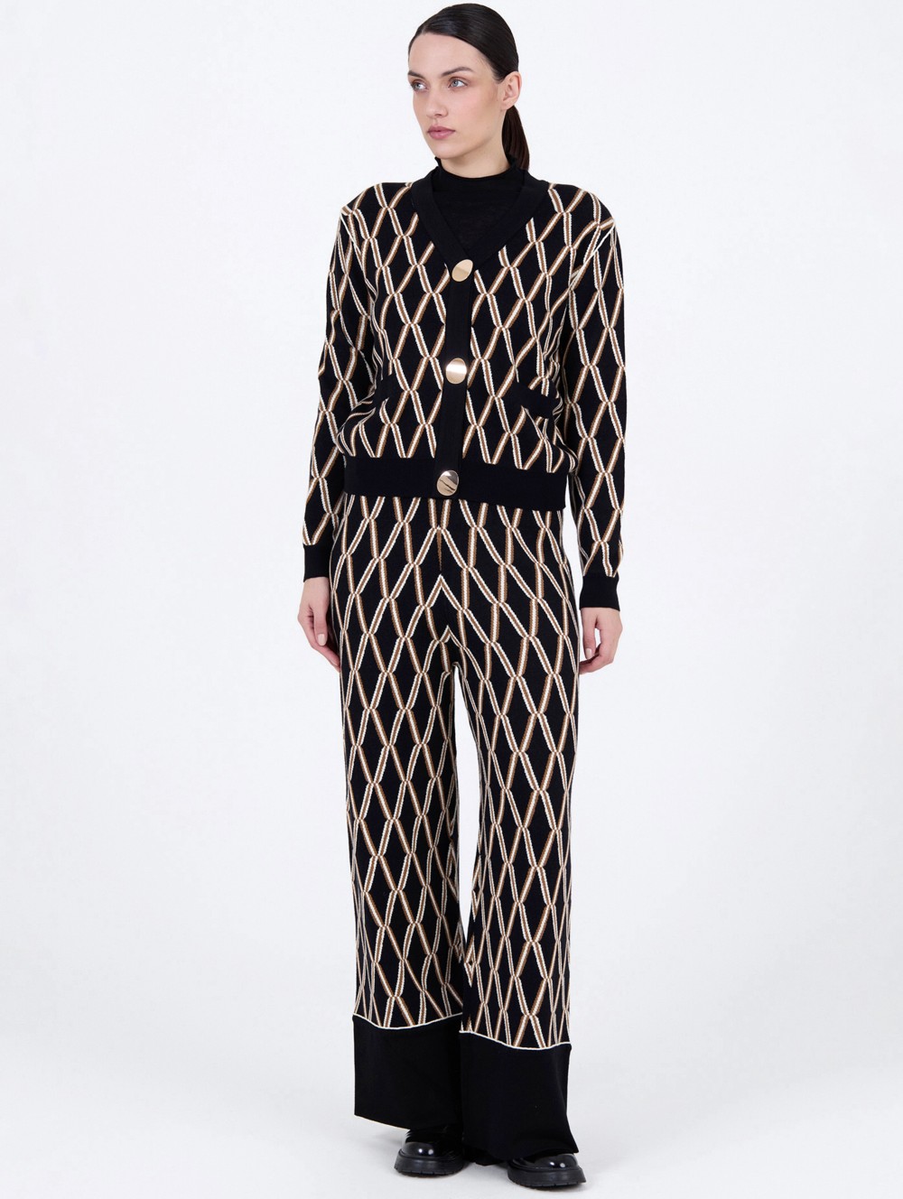 Cardigan jacquard géométrique 1