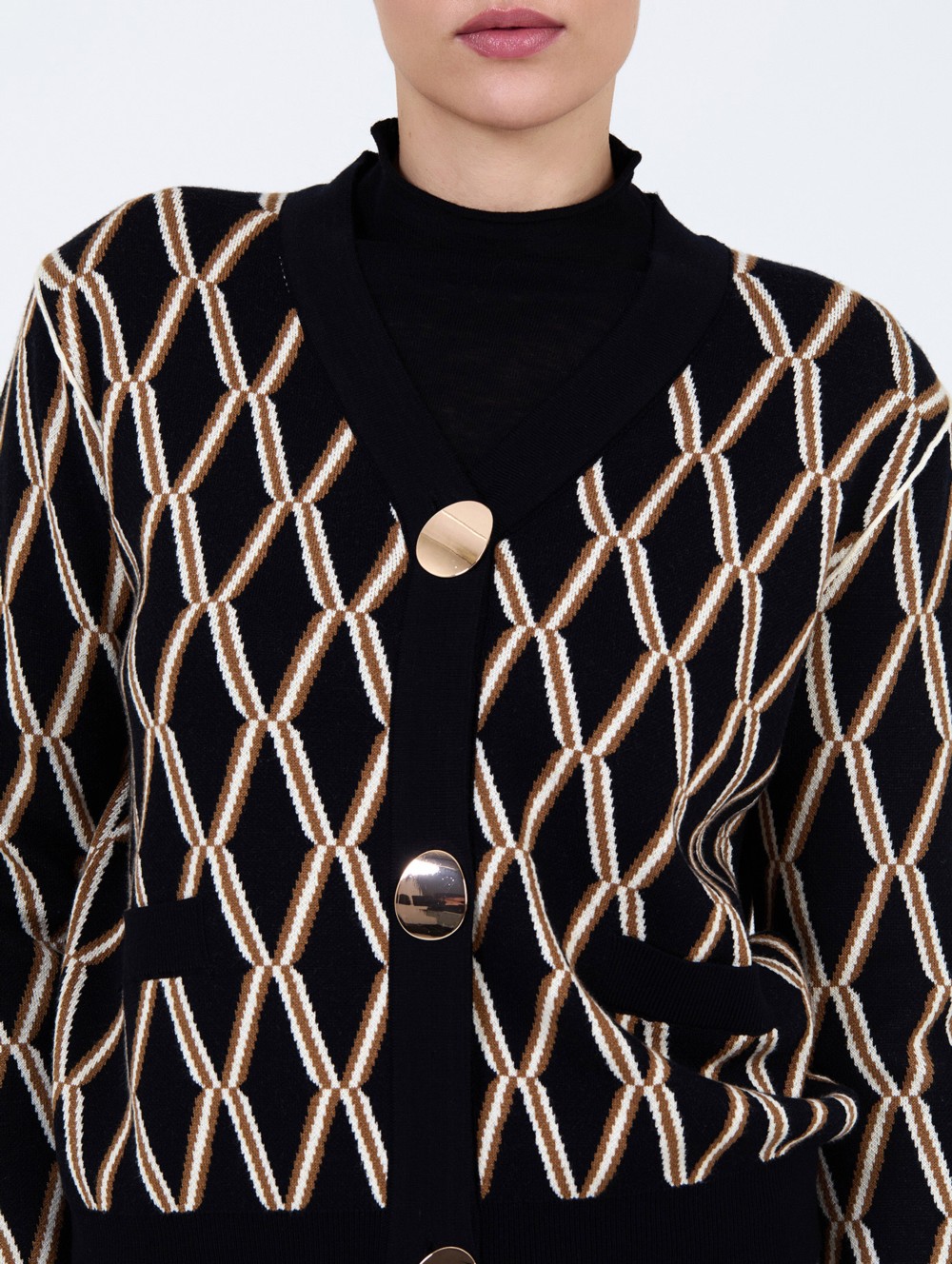 Cardigan jacquard géométrique 4
