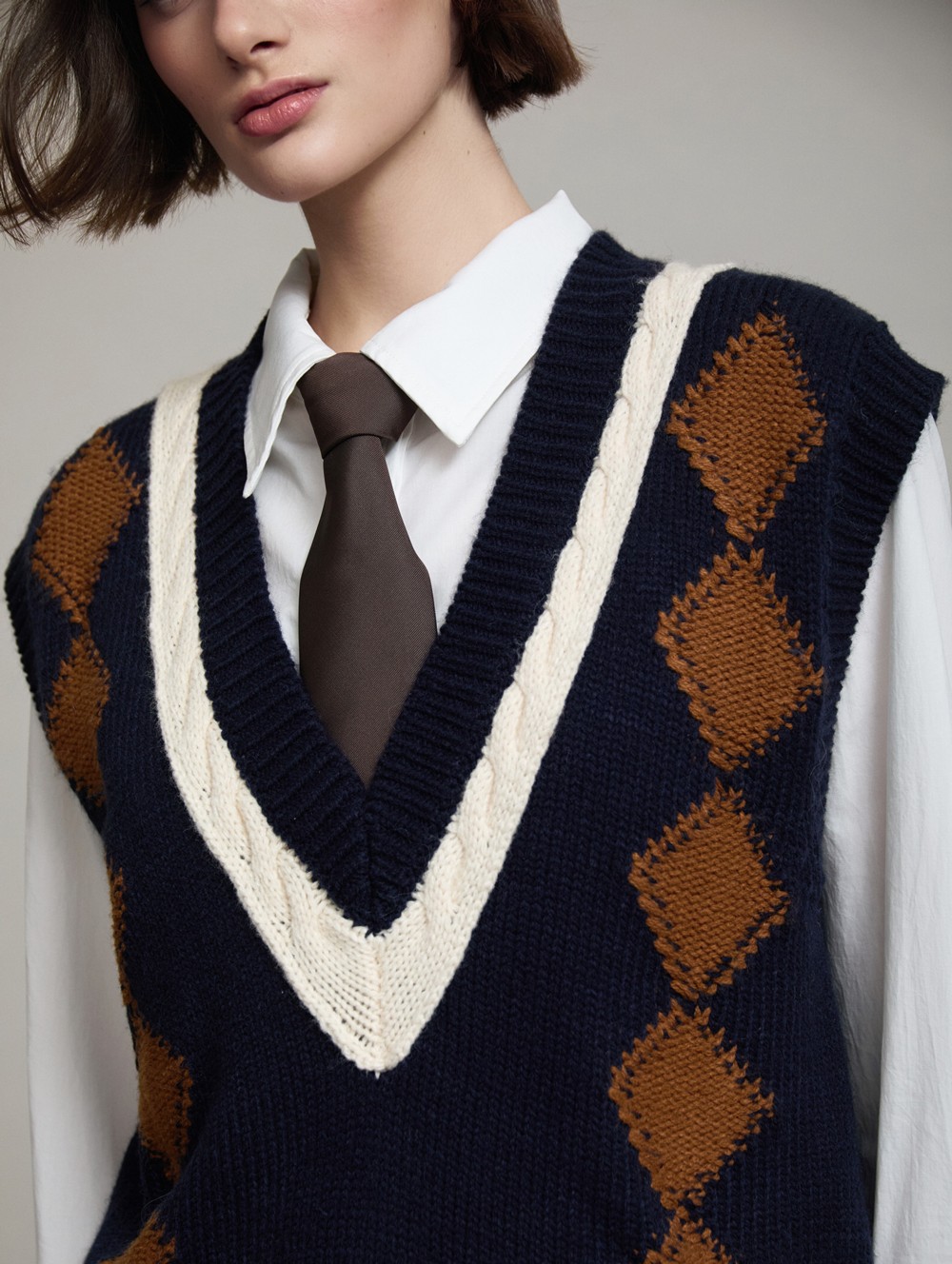 Argyle knit vest