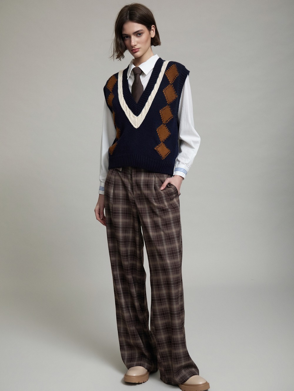 Argyle knit vest