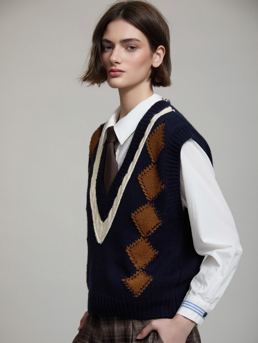 Argyle knit vest