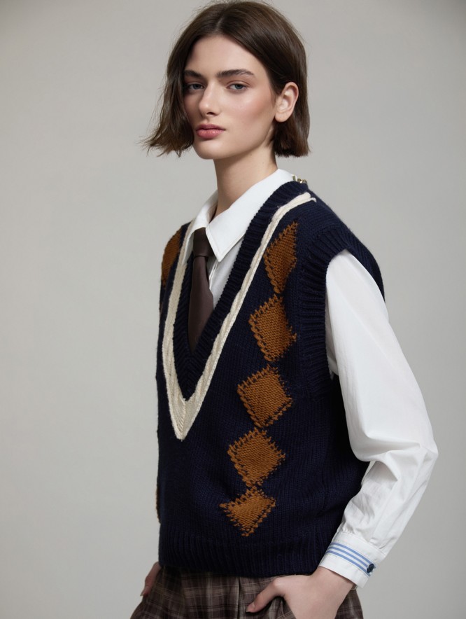 Argyle knit vest