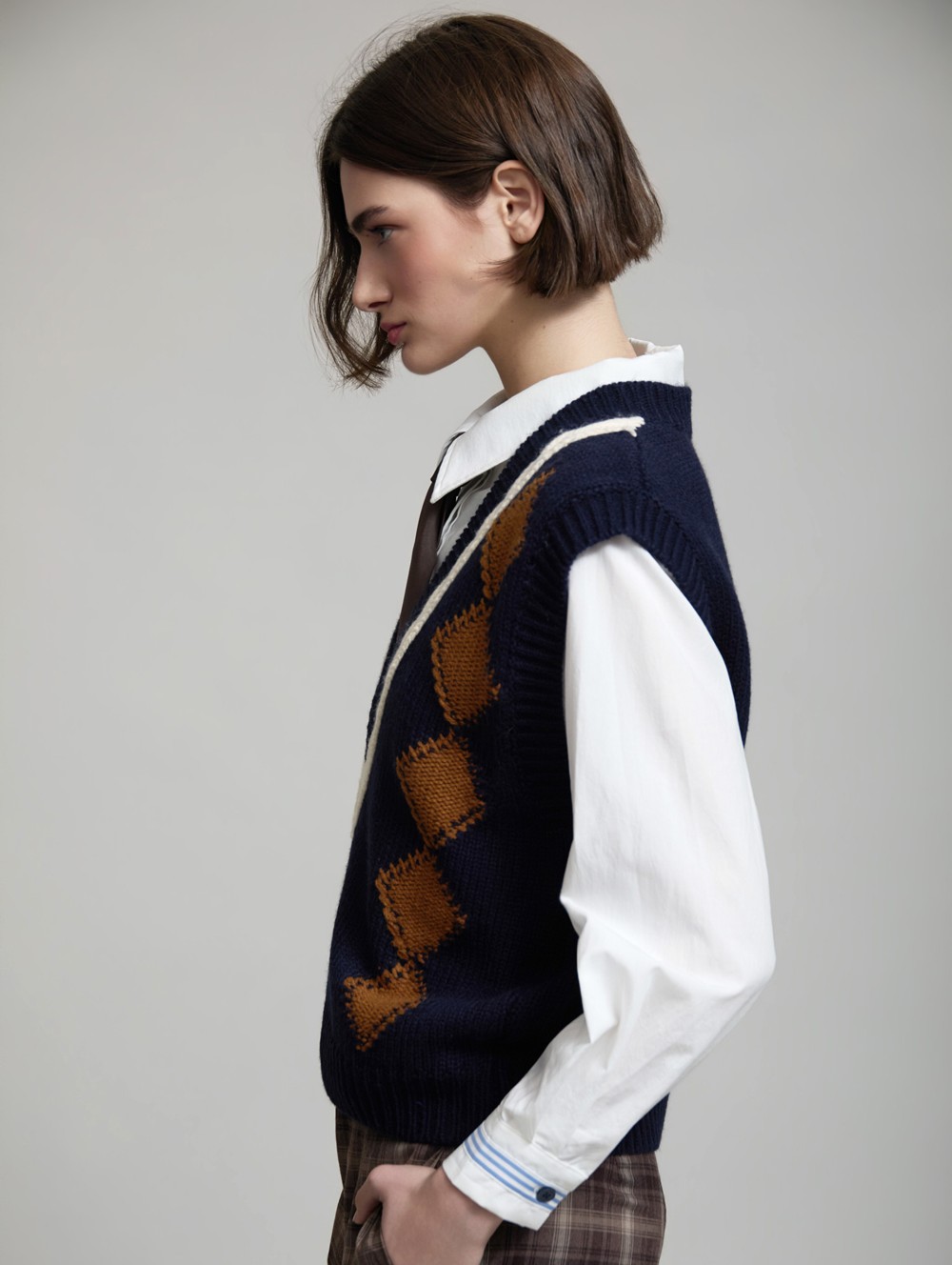 Argyle knit vest