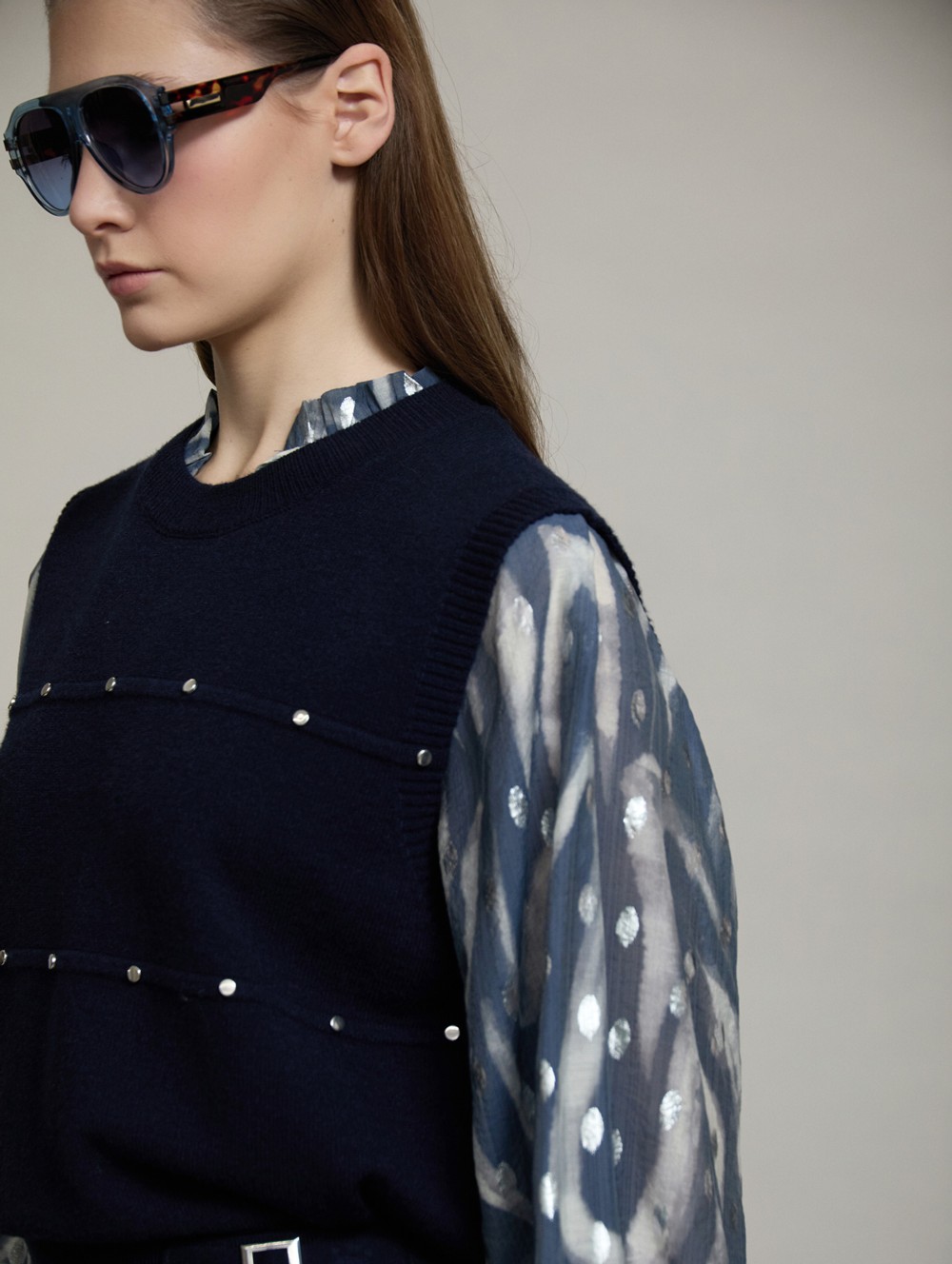 Studded knit vest