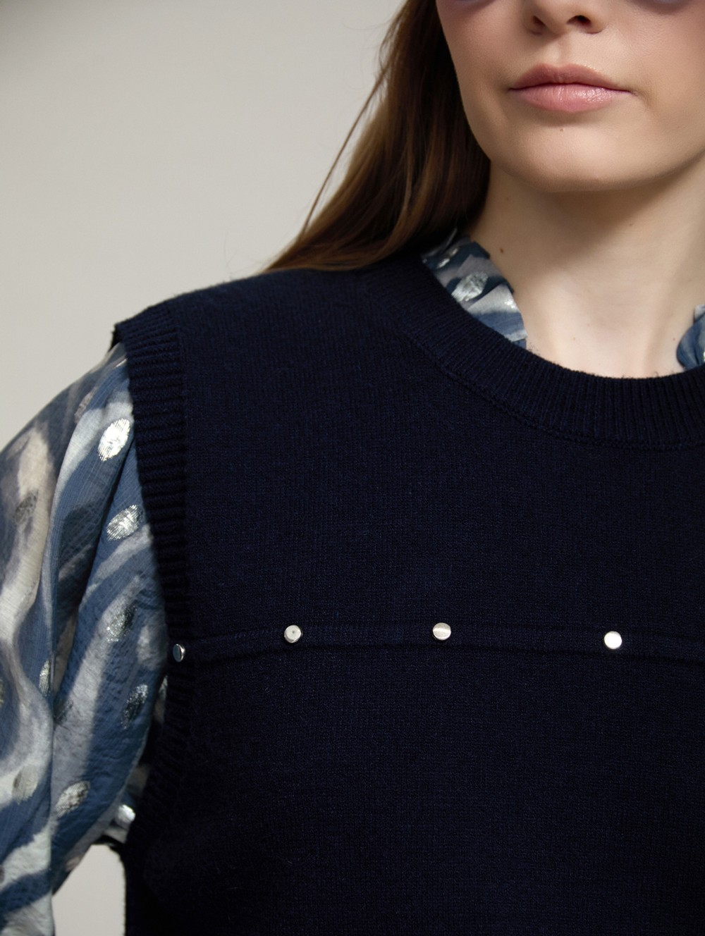 Studded knit vest