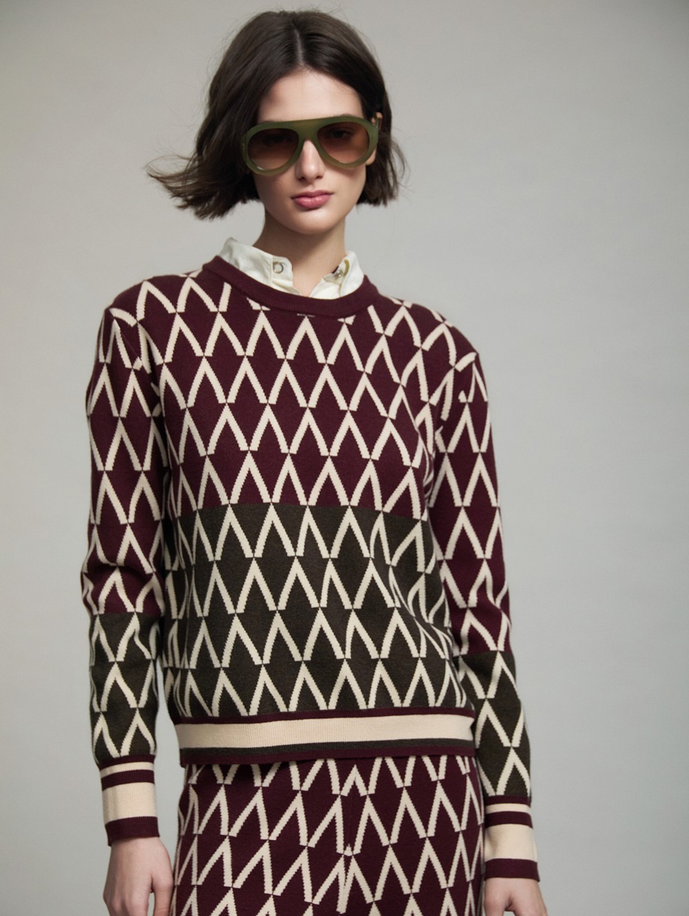 Jacquard geometric sweater