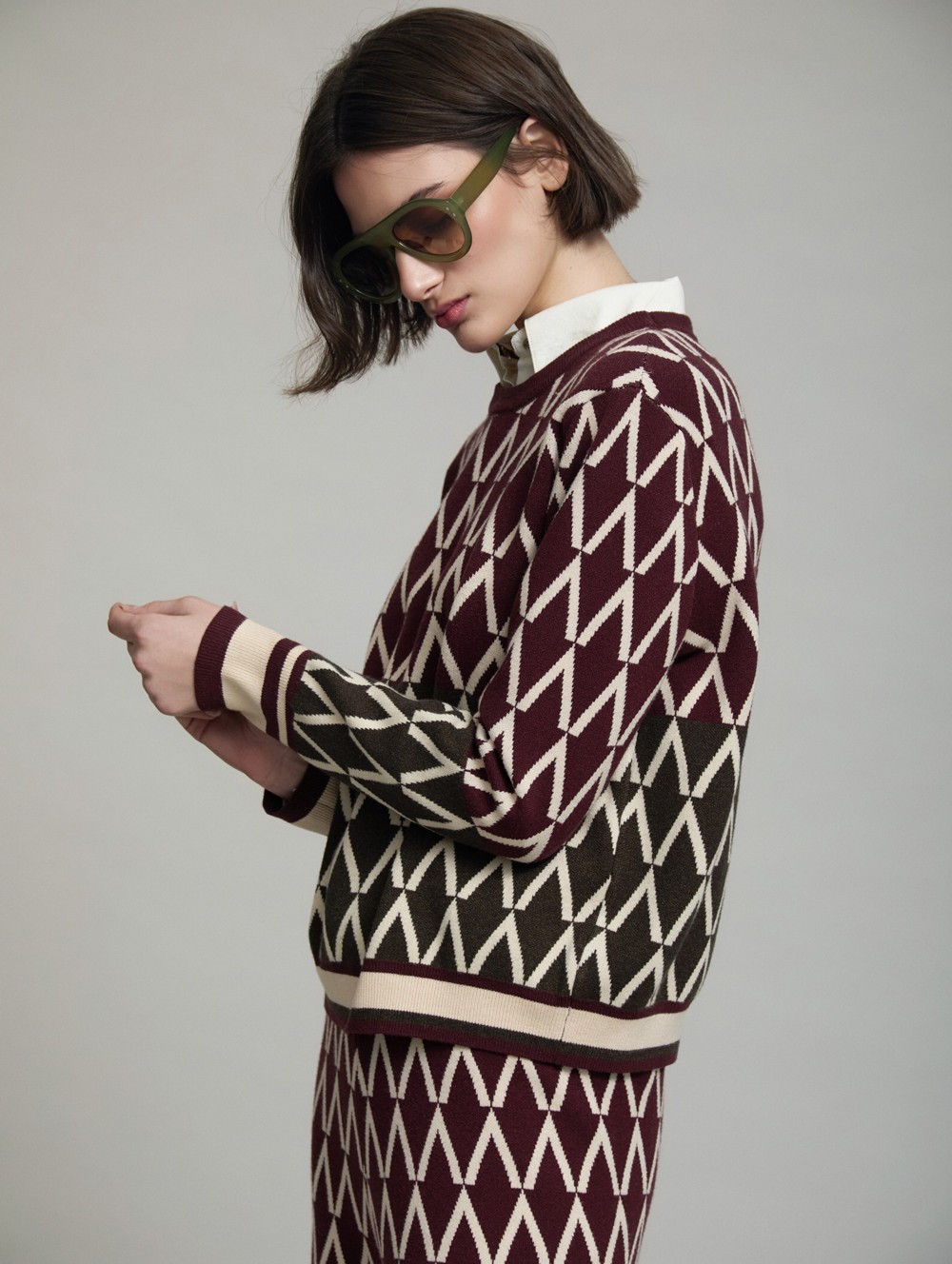 Jacquard geometric sweater
