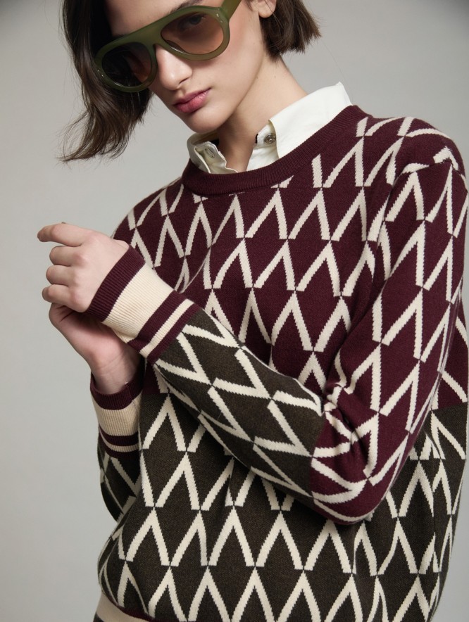 Jacquard geometric sweater