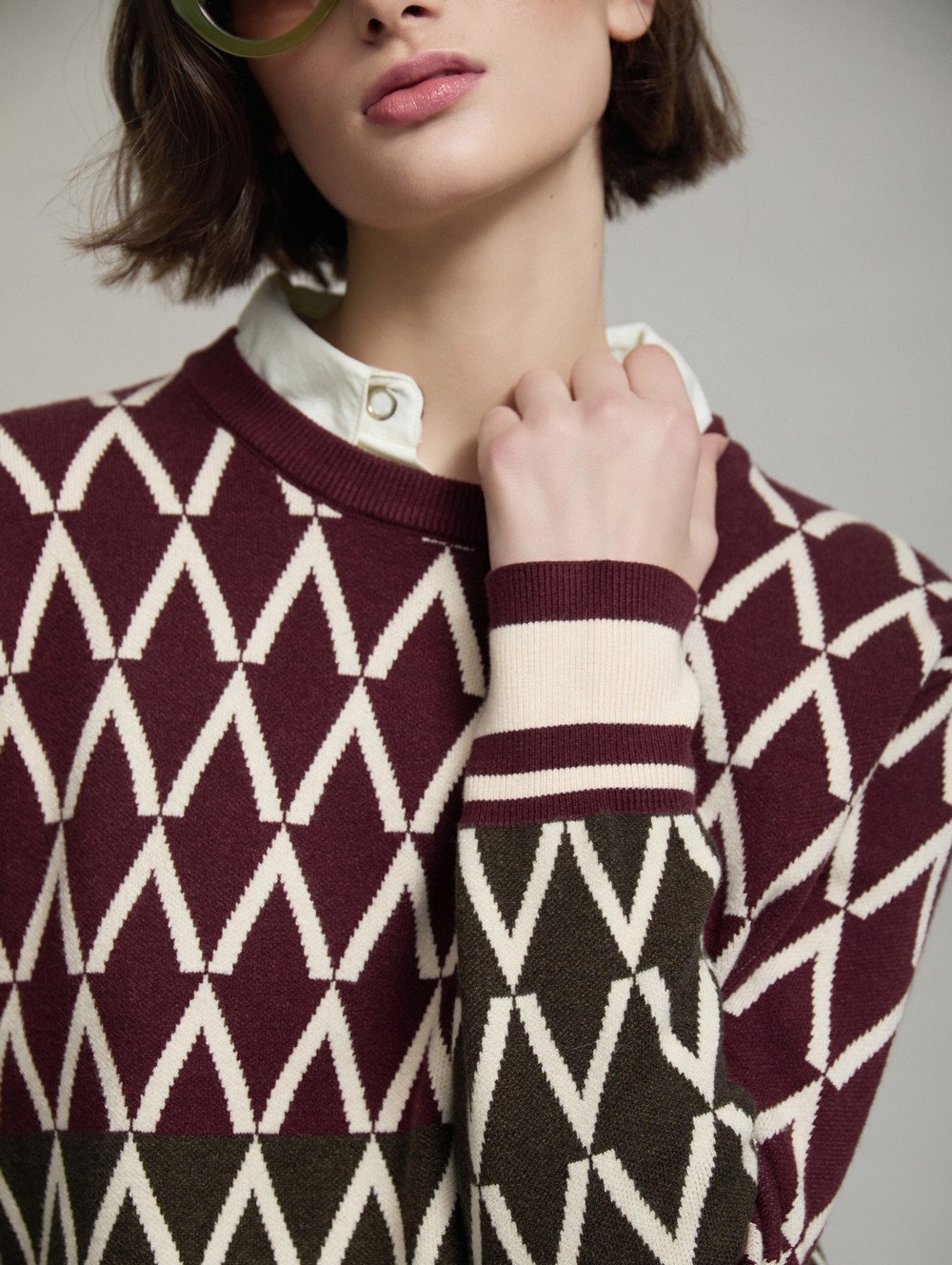 Jacquard geometric sweater