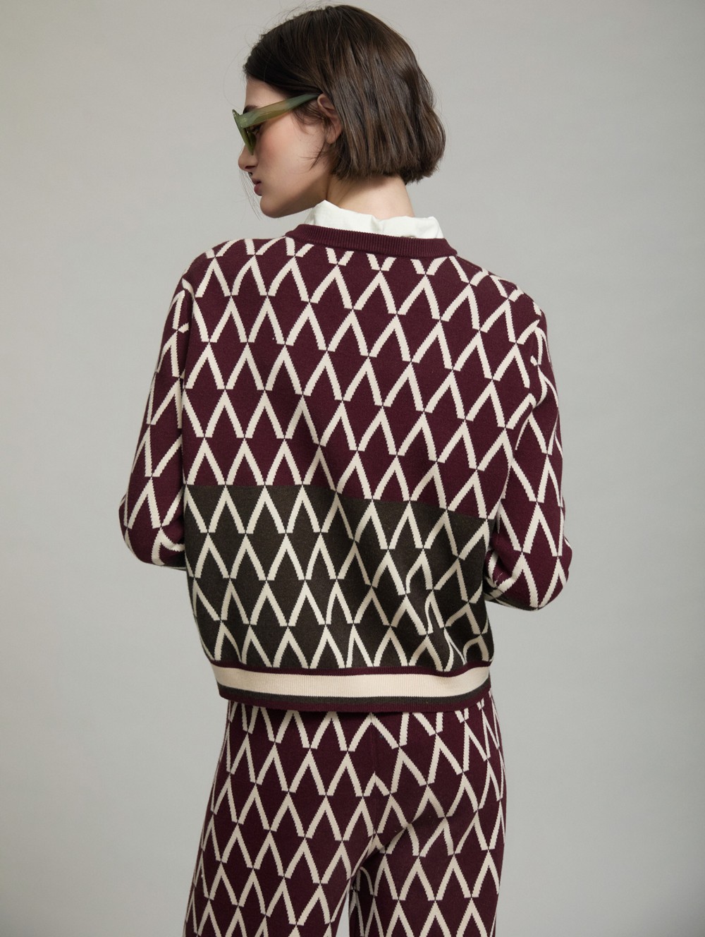 Jacquard geometric sweater