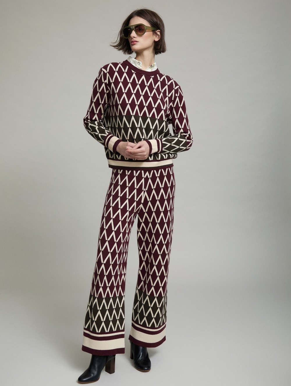 Jacquard geometric sweater