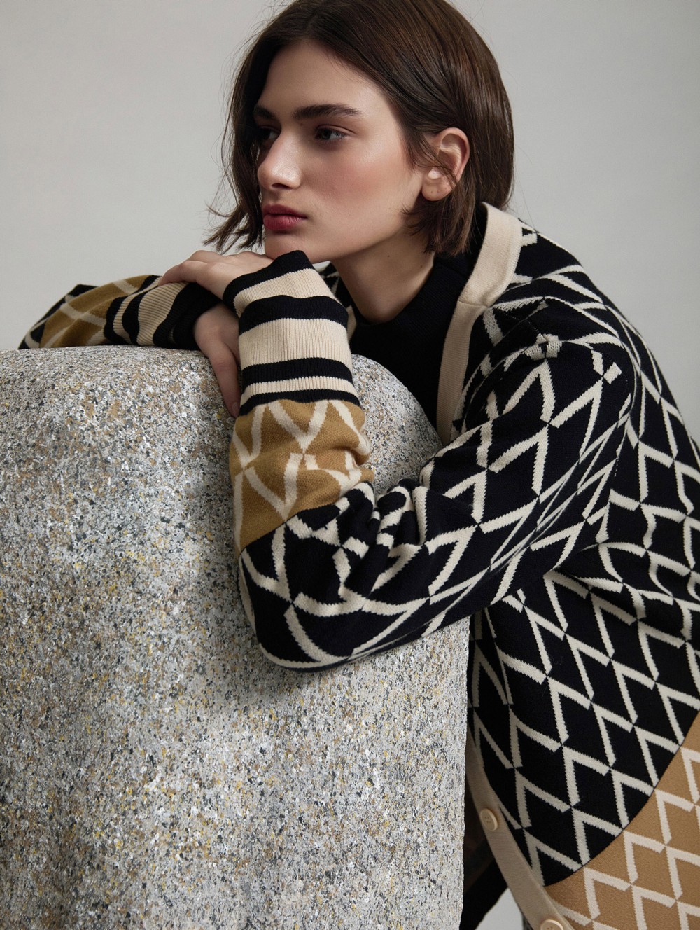 Jacquard geometric jacket