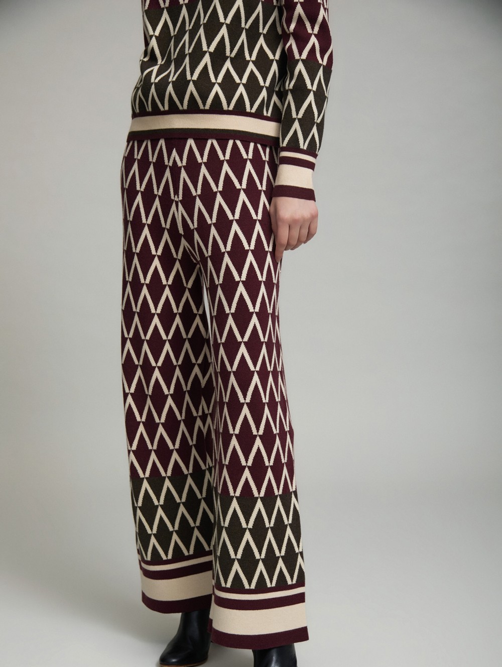 Geometric jacquard trousers