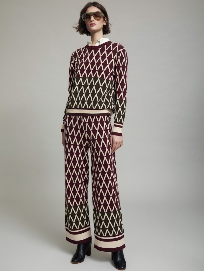 Geometric jacquard trousers
