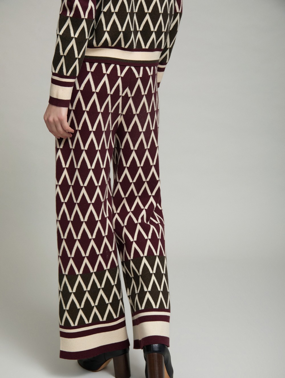 Geometric jacquard trousers