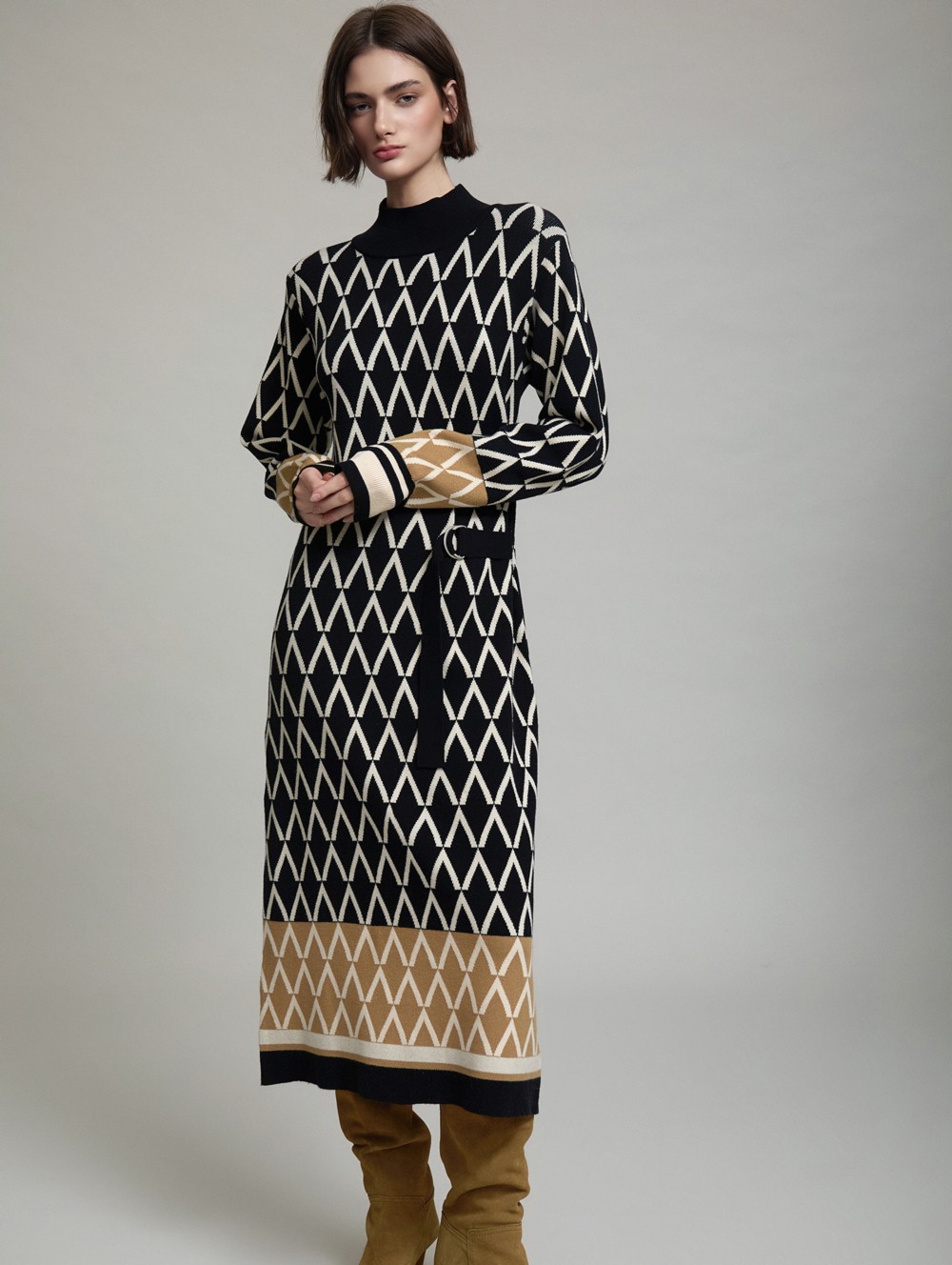 Geometric jacquard dress
