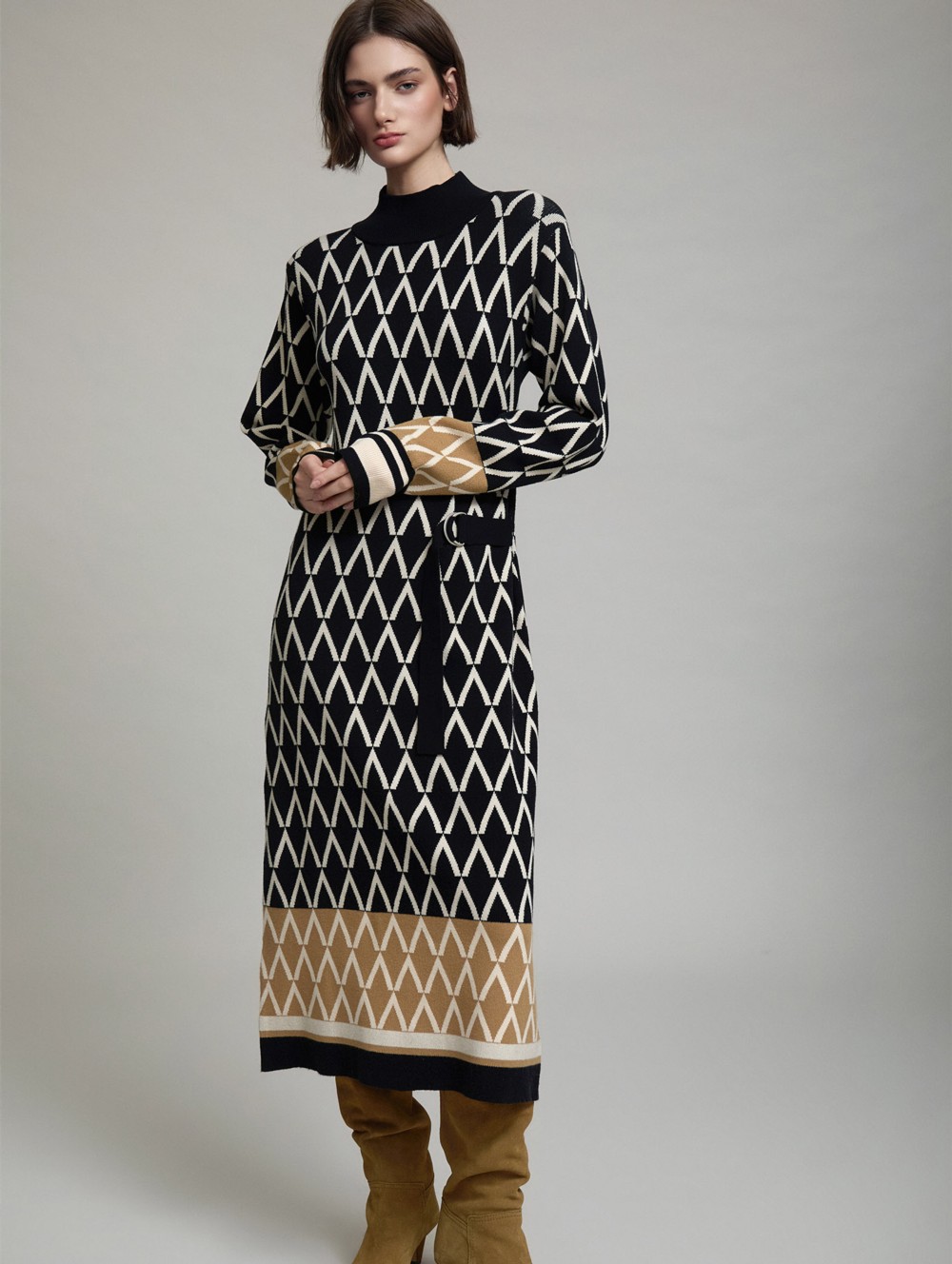 Geometric jacquard dress