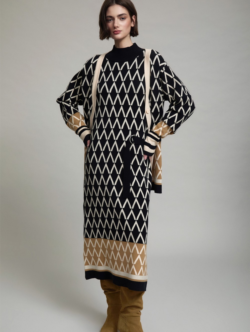 Geometric jacquard dress